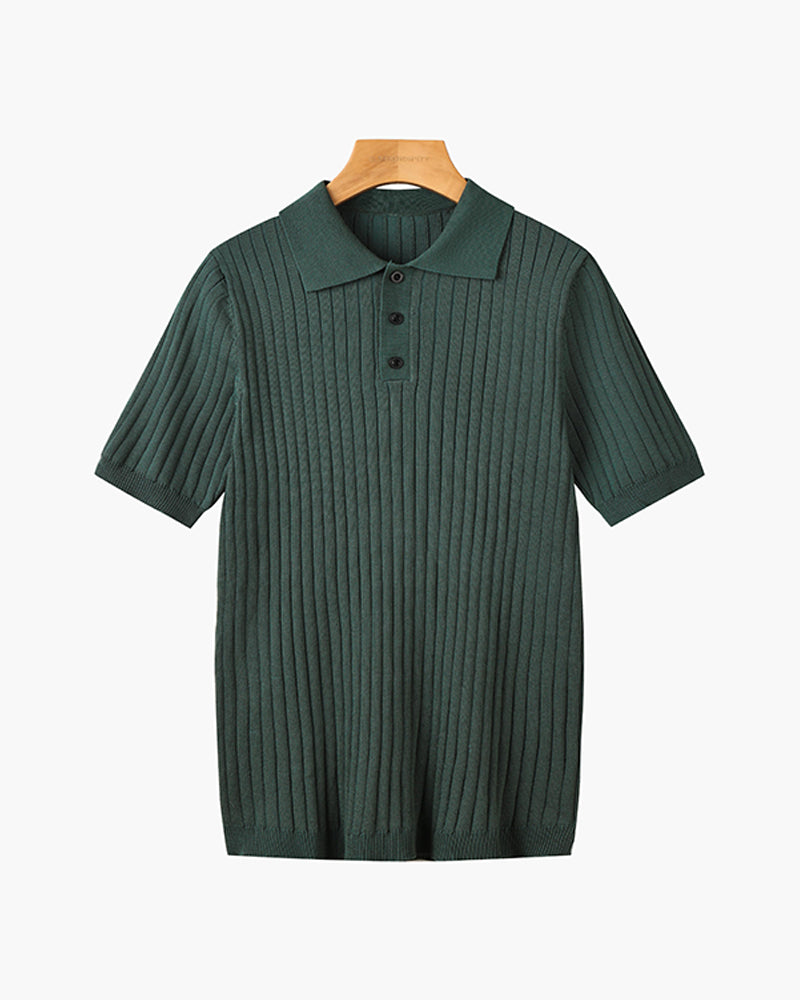 Ribbed Knit Polo Shirt – Modern Minimal Essential by Luxoo