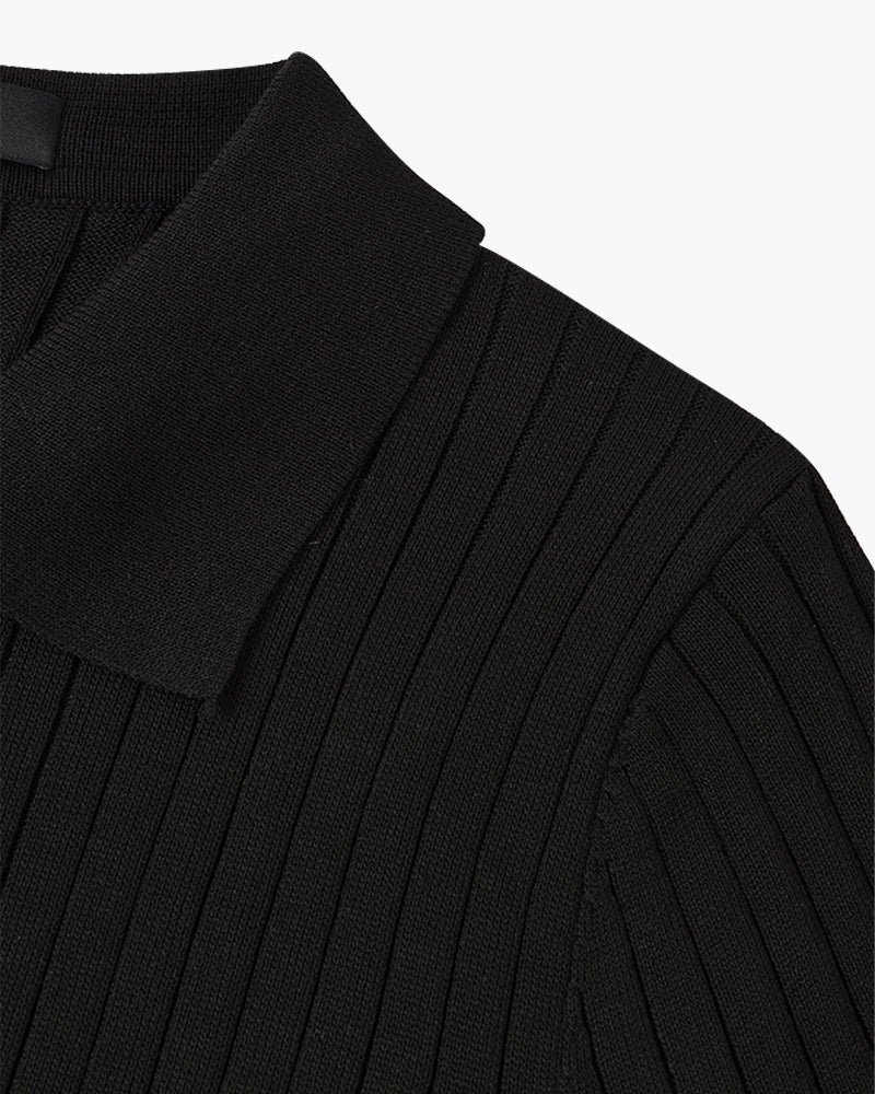Ribbed Knit Polo Shirt – Modern Minimal Essential by Luxoo