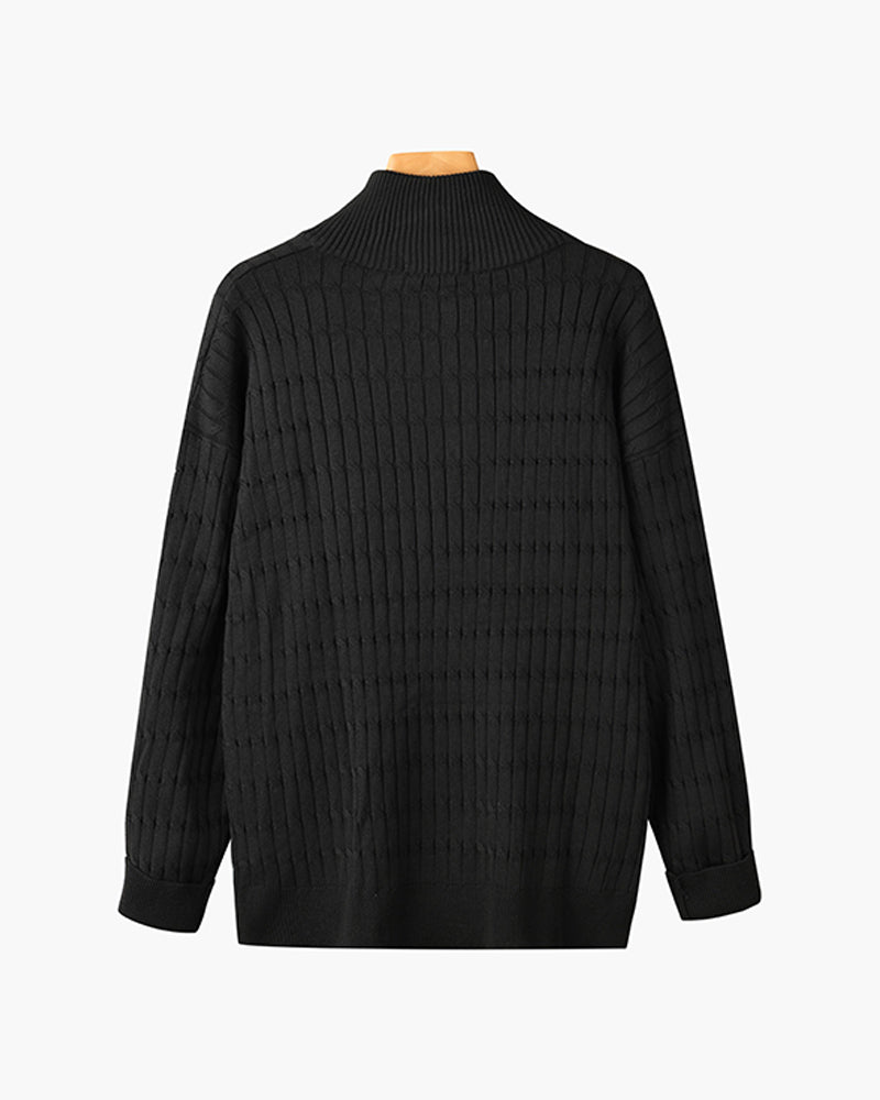 Men’s Cable Knit Half-Zip Sweater – Premium Soft Cotton Blend Jumper