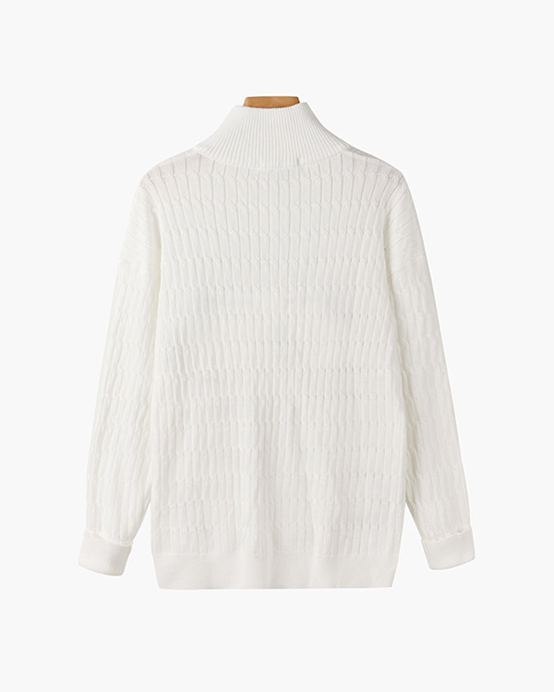 Men’s Cable Knit Half-Zip Sweater – Premium Soft Cotton Blend Jumper