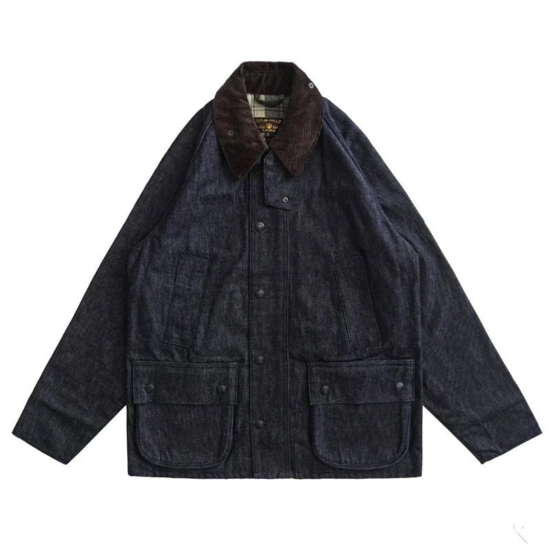 Men’s Vintage Denim Utility Jacket – Heavyweight Workwear Style