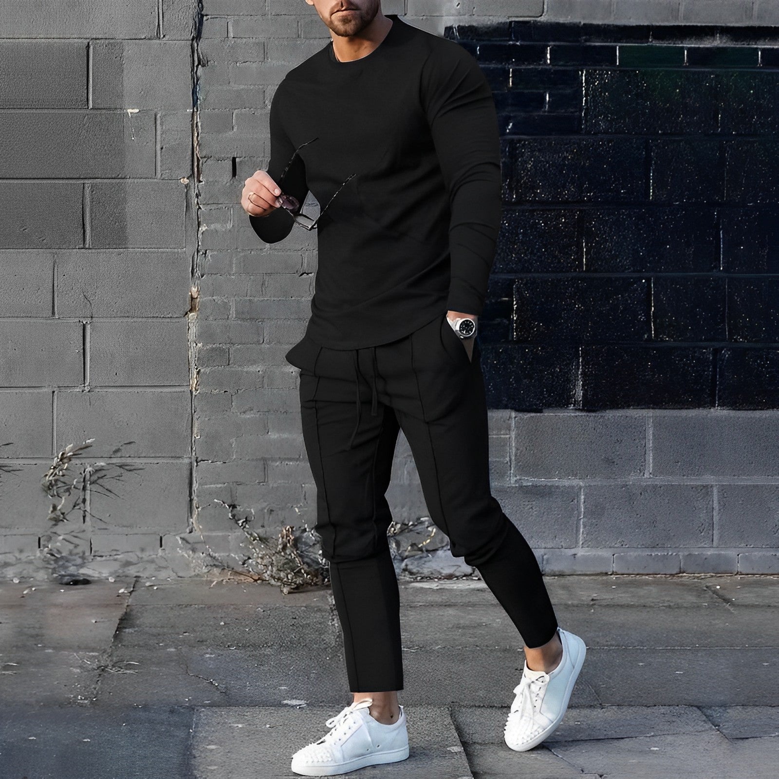 Men's 2-Piece Loungewear Set with Slim Fit Sweatshirt and Joggers