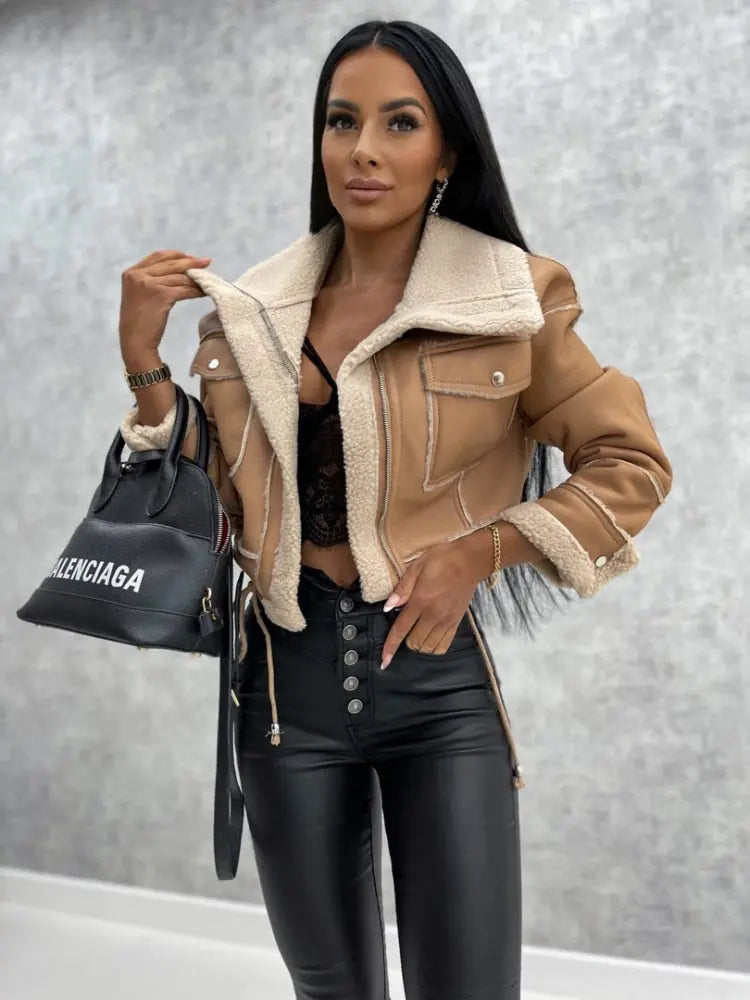 Women’s Faux Shearling Aviator Jacket