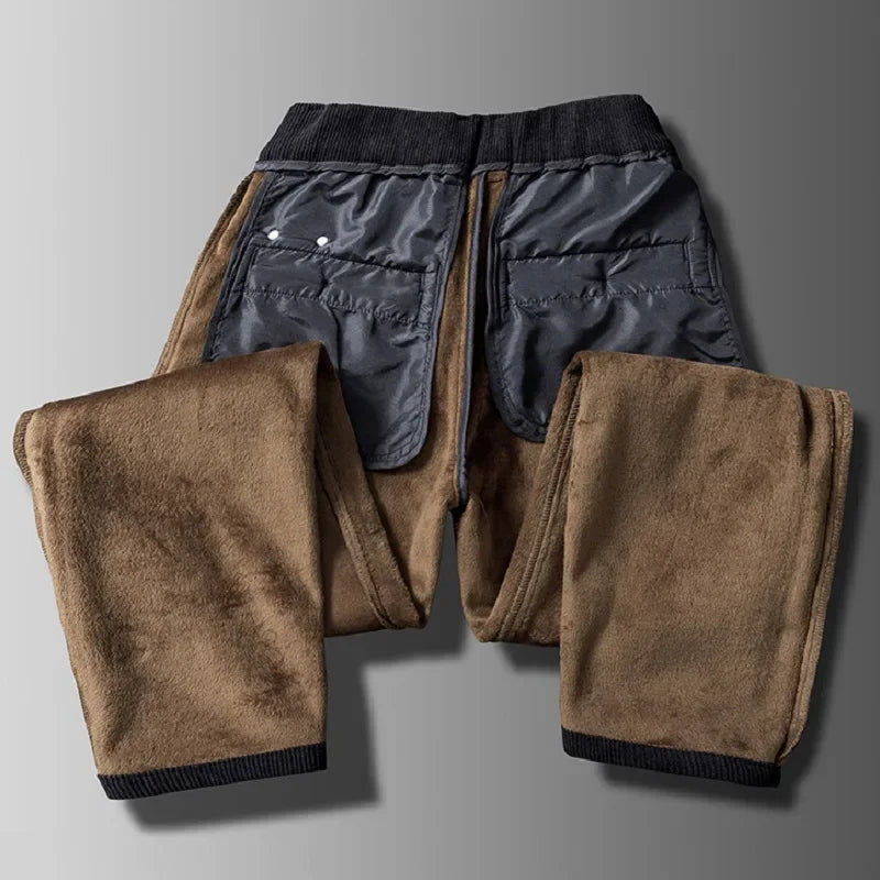 Men’s Corduroy Fleece Work Trousers with Slim Straight Fit Design