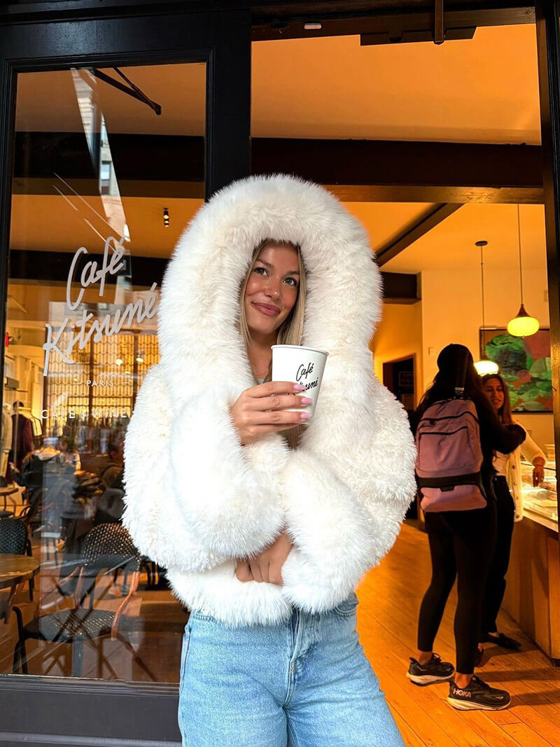 FluffyWarm Oversized Faux Fur Hooded Coat – Women’s Winter Jacket