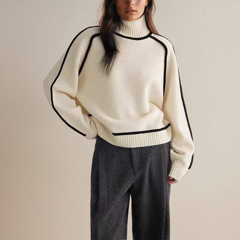 Soft-Blend Sweater – Hidden Collar & Warm Breathable Fit