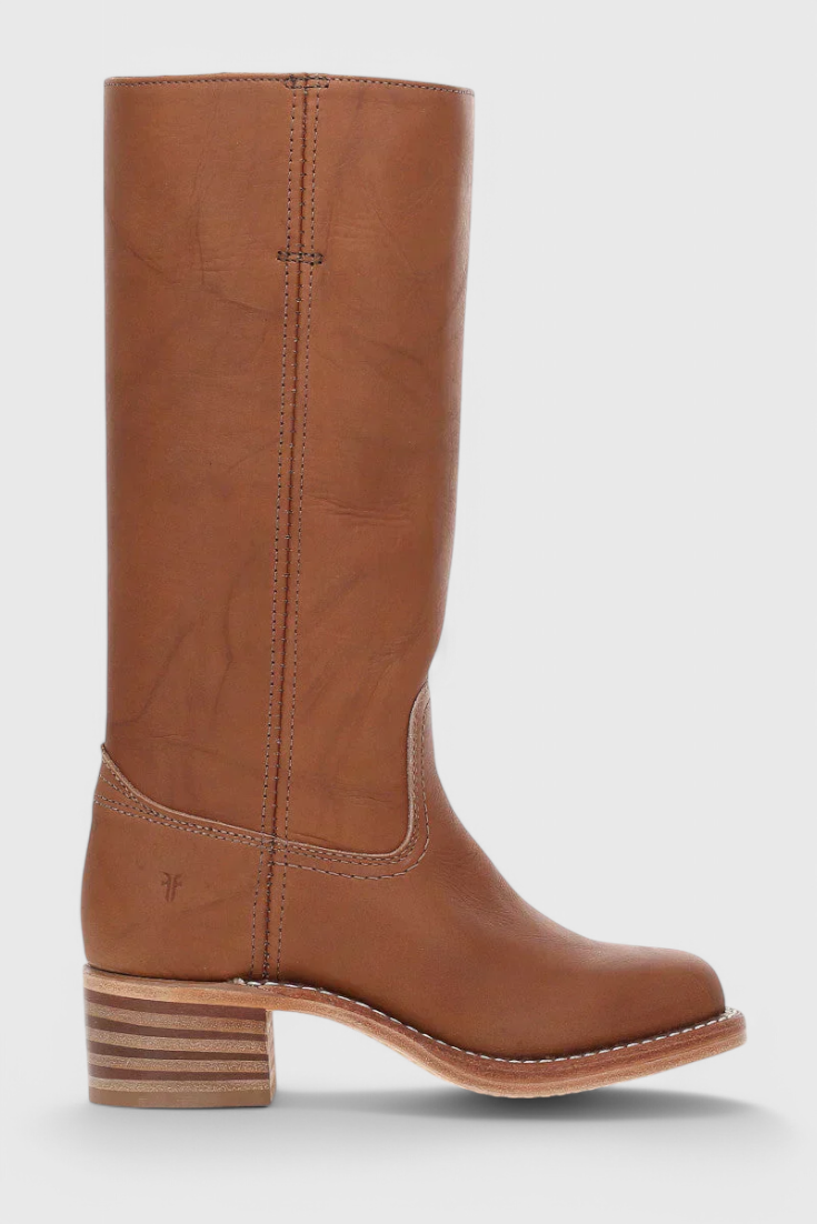 Women’s Classic Knee-High Leather Boots – Beige Vintage Edition