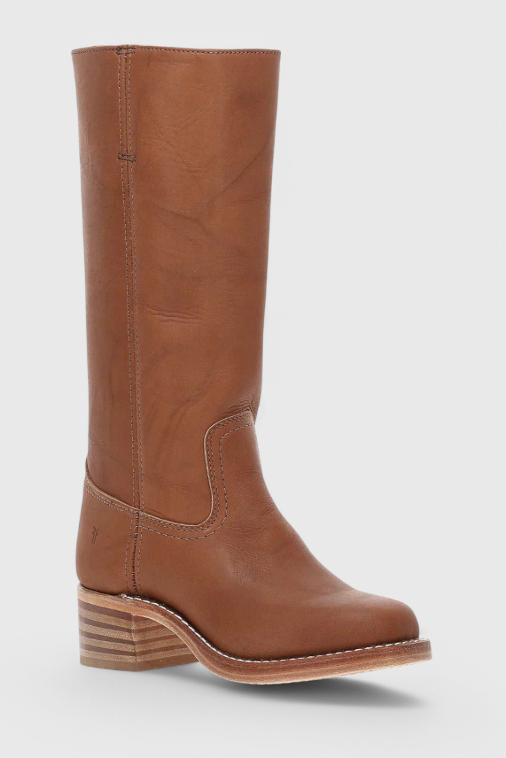 Women’s Classic Knee-High Leather Boots – Beige Vintage Edition