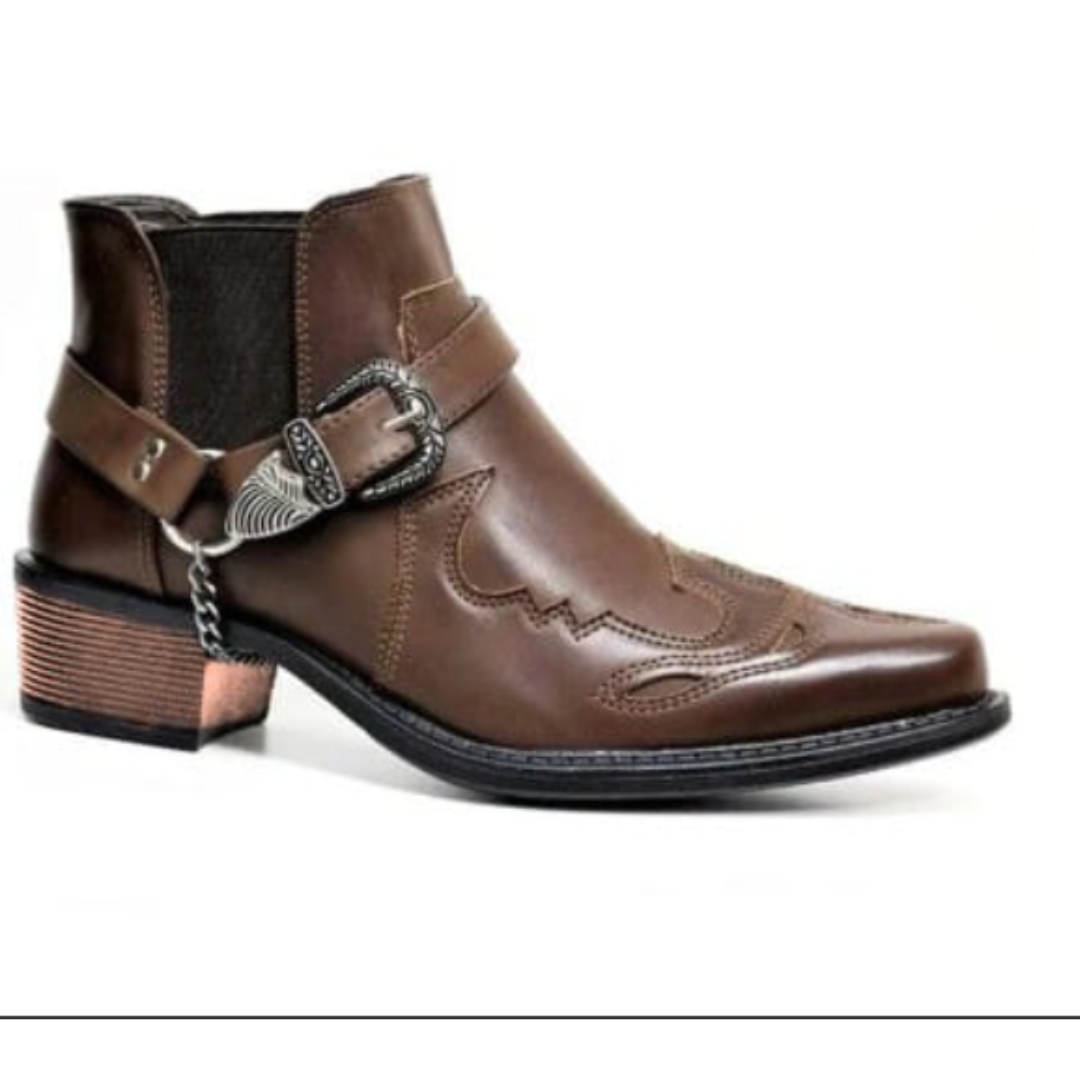 Men’s Western Chain Ankle Boots – Classic Edge with Modern Flair