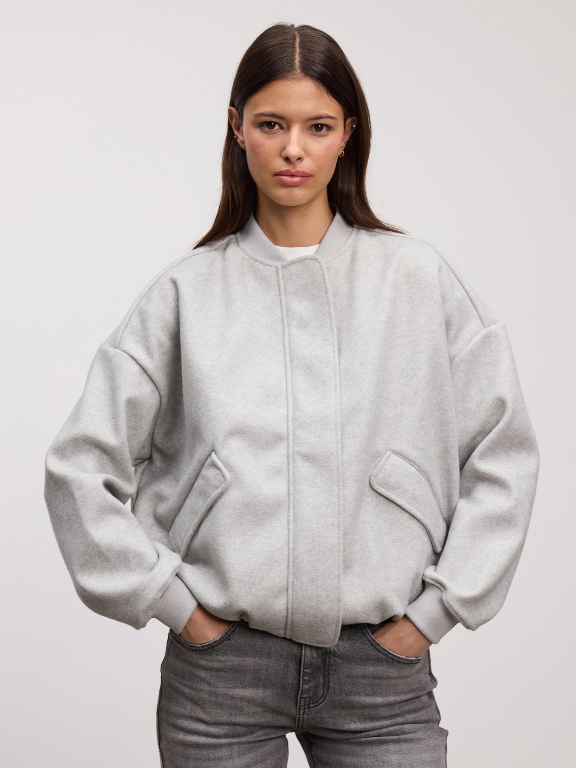 Women’s Oversized Bomber Jacket – Soft Casual Everyday Coat