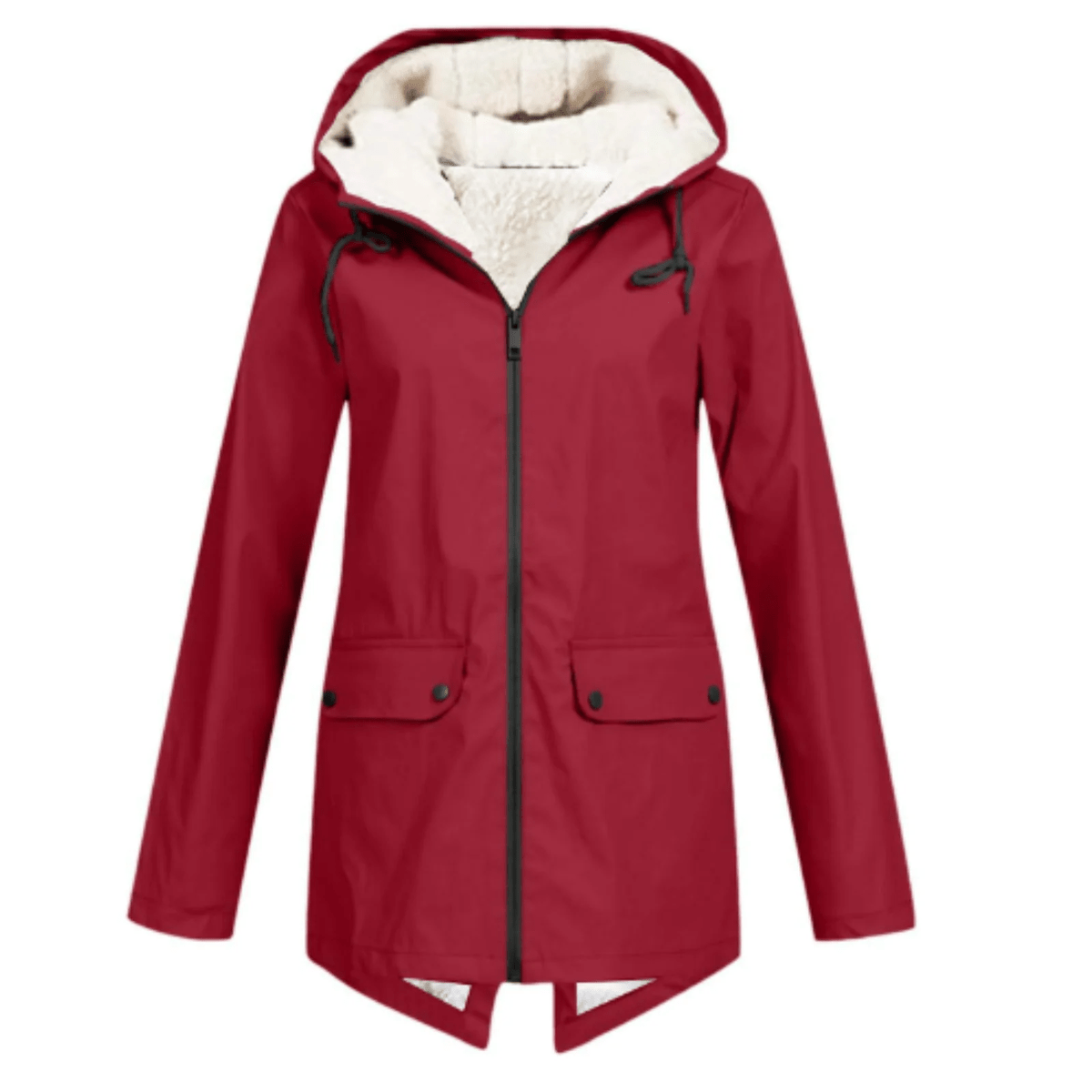 Waterproof Hooded Trench Coat With Fleece Lining