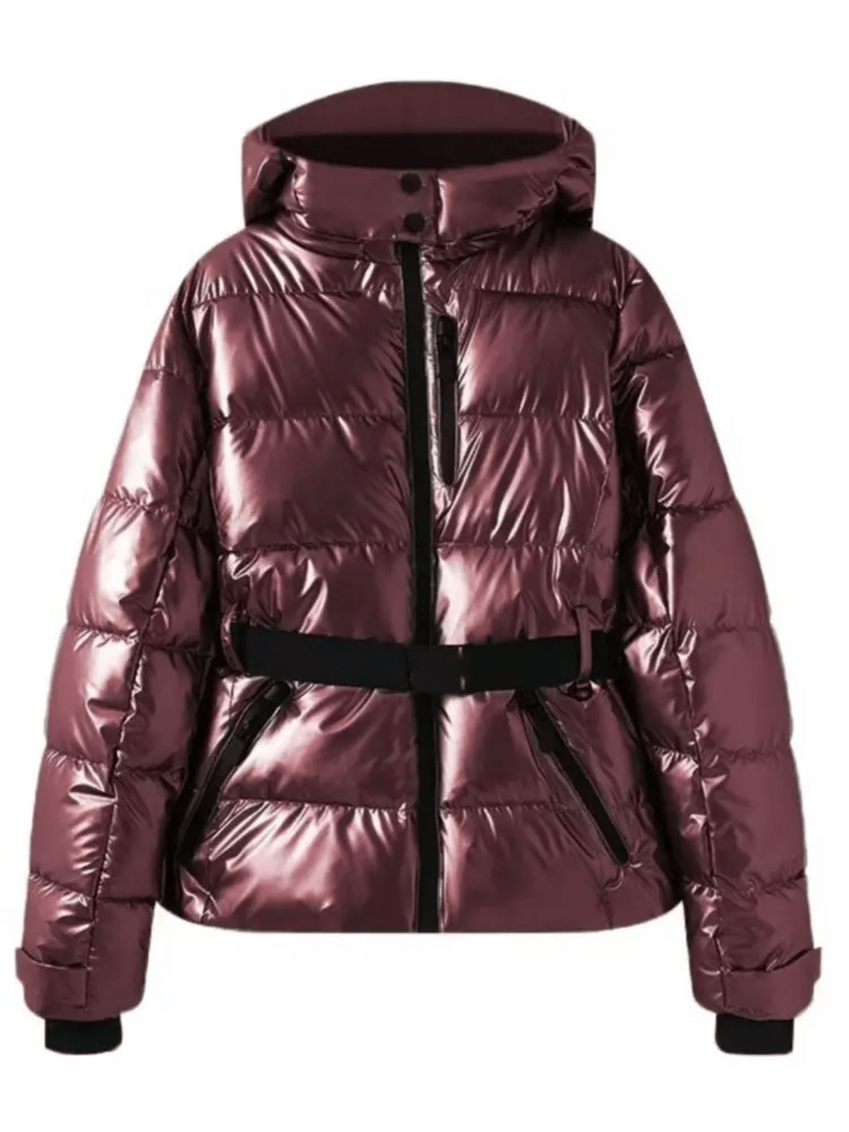 Waterproof Insulated Puffer Ski Jacket With Belt