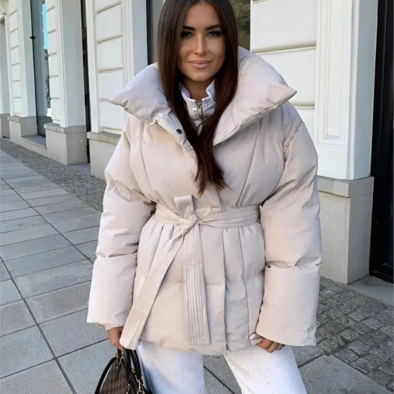 BeltedWarm Elegant Puffer Coat – Women’s Winter Jacket