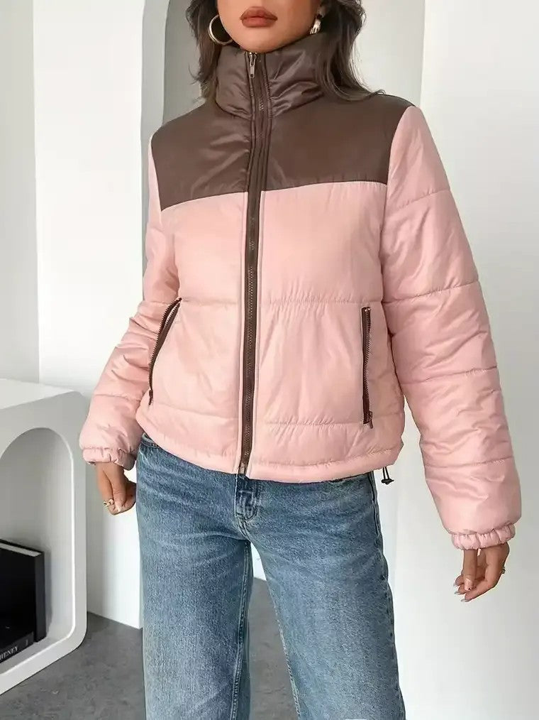 Two-Tone Lightweight Puffer Jacket – Warm, Casual & Modern