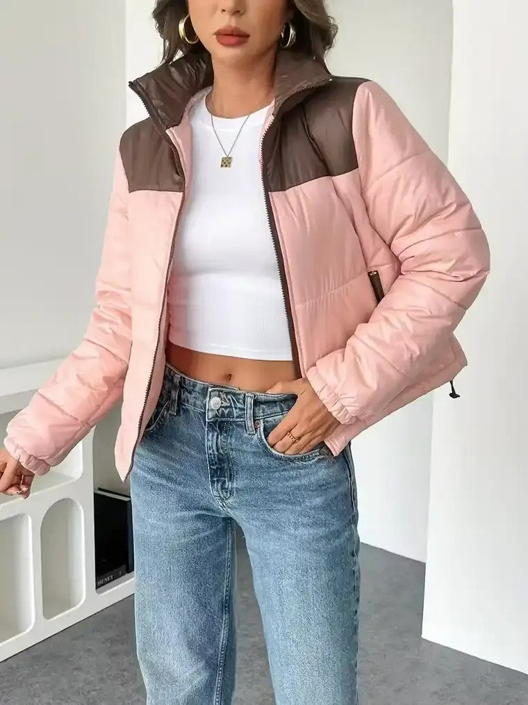 Two-Tone Lightweight Puffer Jacket – Warm, Casual & Modern