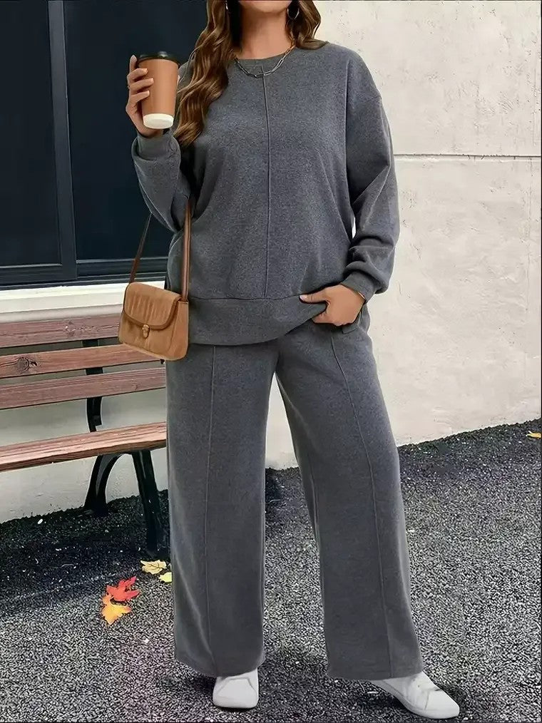 Cozy Wide-Leg Lounge Set – Two-Piece Relaxed Fit