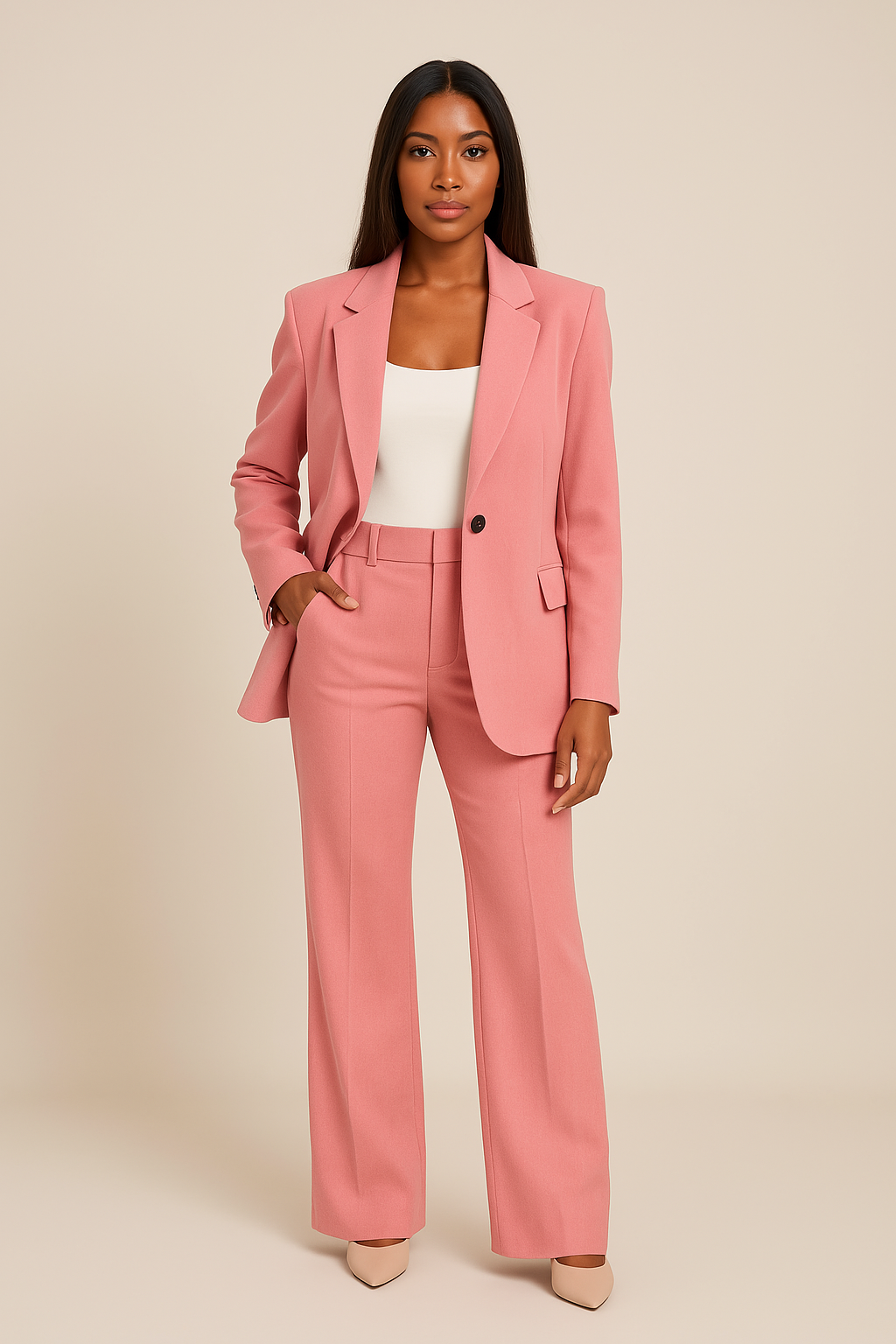 Women’s Tailored Suit Set – Blazer & High-Waist Trousers