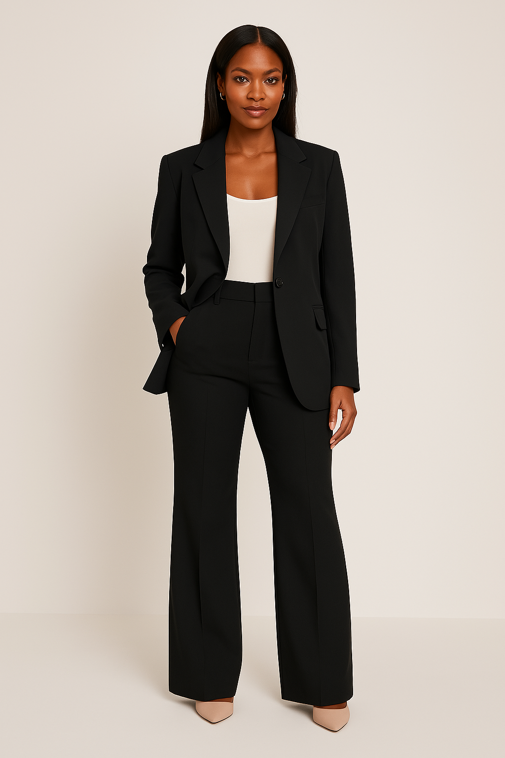 Women’s Tailored Suit Set – Blazer & High-Waist Trousers
