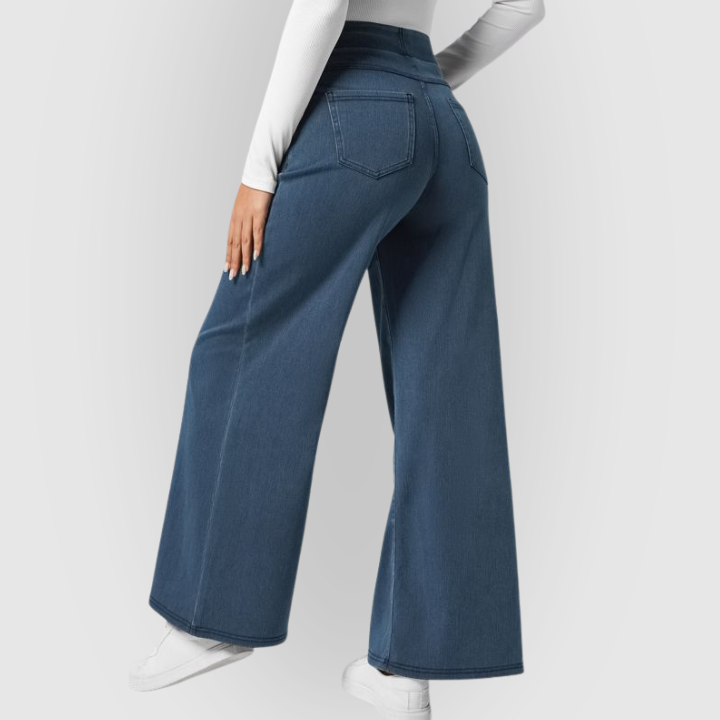 Women’s High-Rise Wide-Leg Pull-On Jeans – Soft Stretch Denim