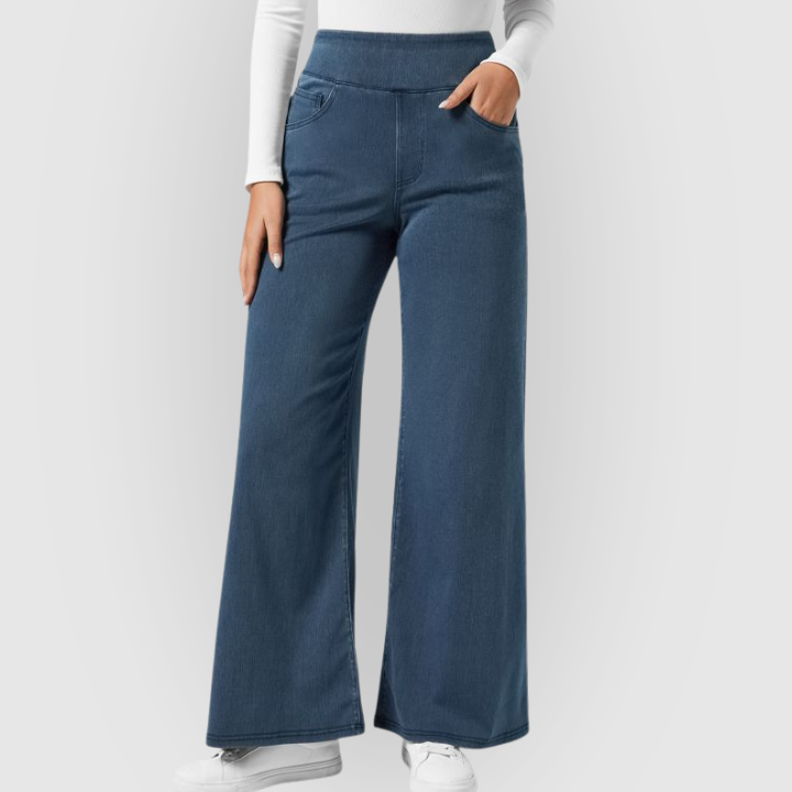 Women’s High-Rise Wide-Leg Pull-On Jeans – Soft Stretch Denim
