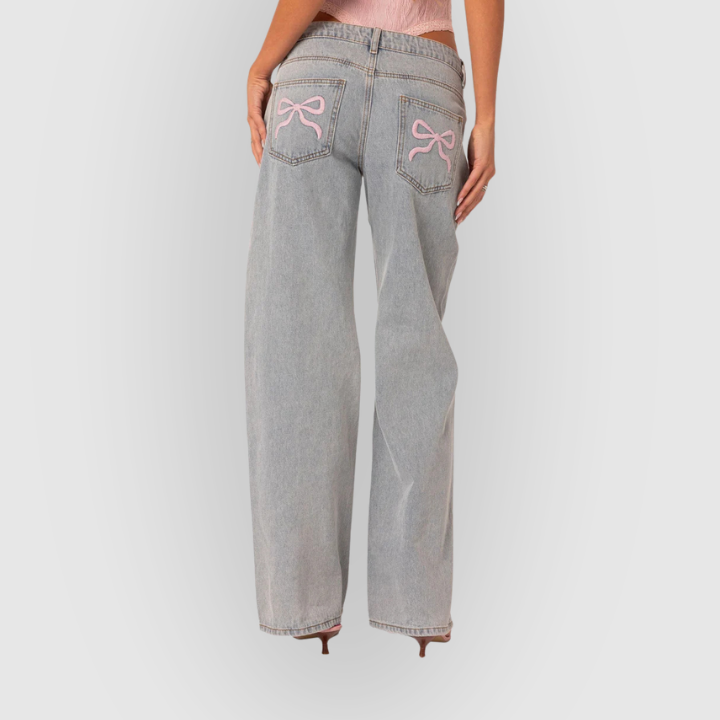 Women’s High-Waist Wide-Leg Jeans – Light Grey Vintage Denim