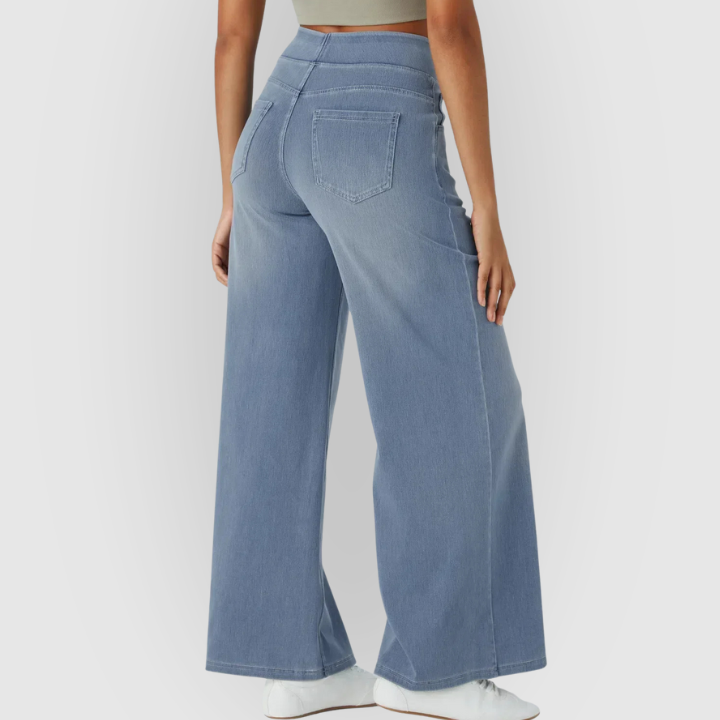Women’s High-Rise Wide-Leg Pull-On Jeans – Soft Stretch Denim