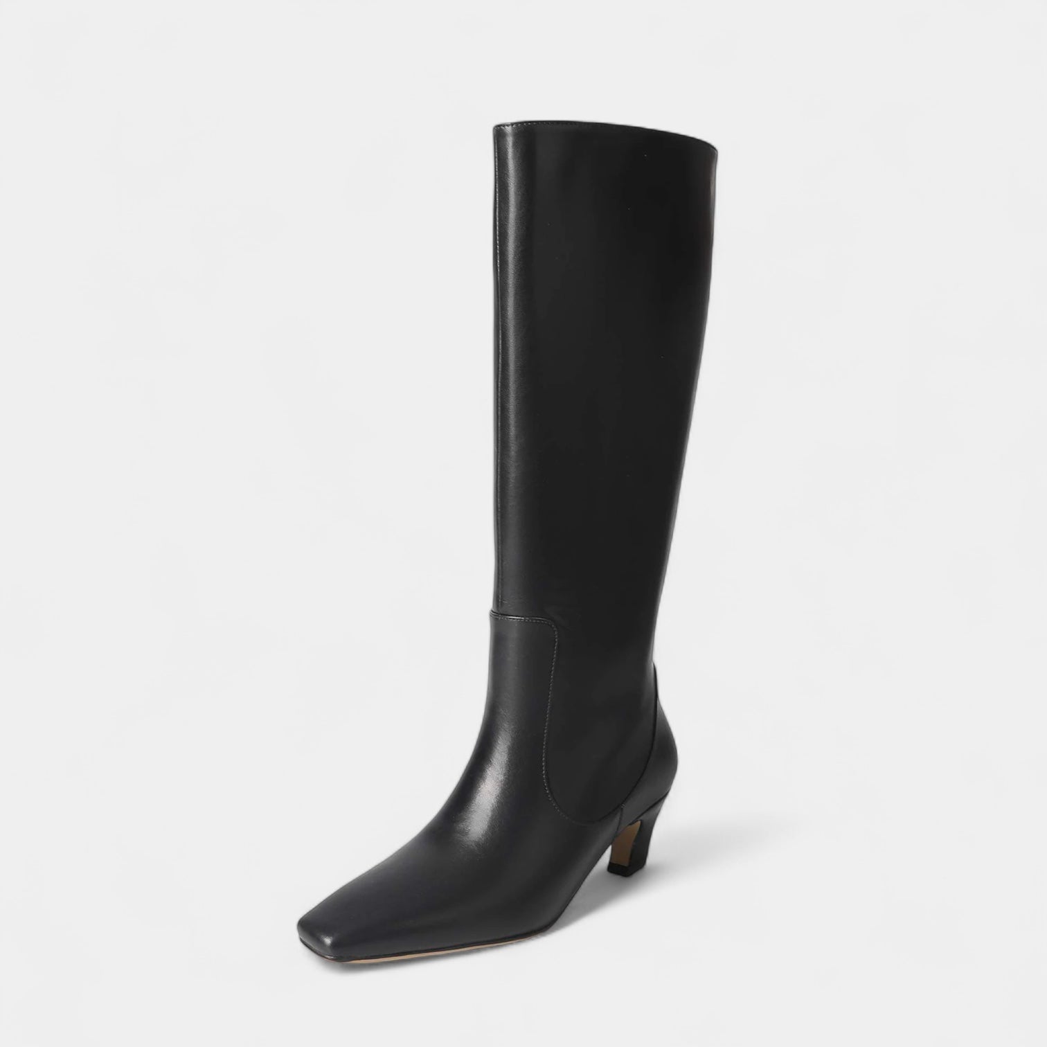 Women’s Knee-High Heeled Boots – Pointed Toe, Mid Heel