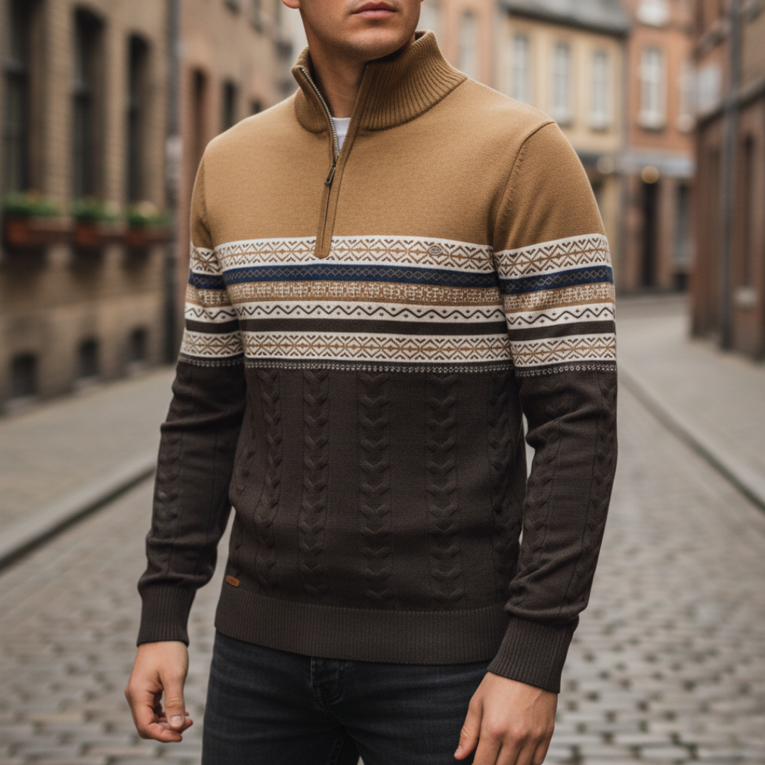 Heritage Half-Zip Cable Knit Sweater – Premium Men’s Knitwear