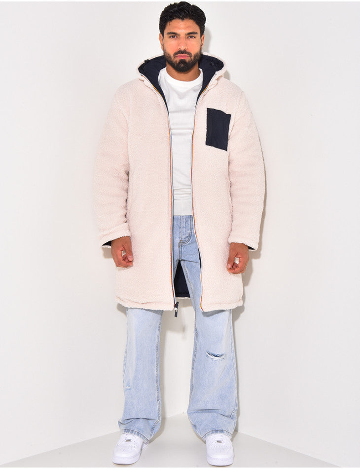 Men’s Long Fleece Zip-Up Vest – Ultra-Soft Hooded Sherpa Cardigan