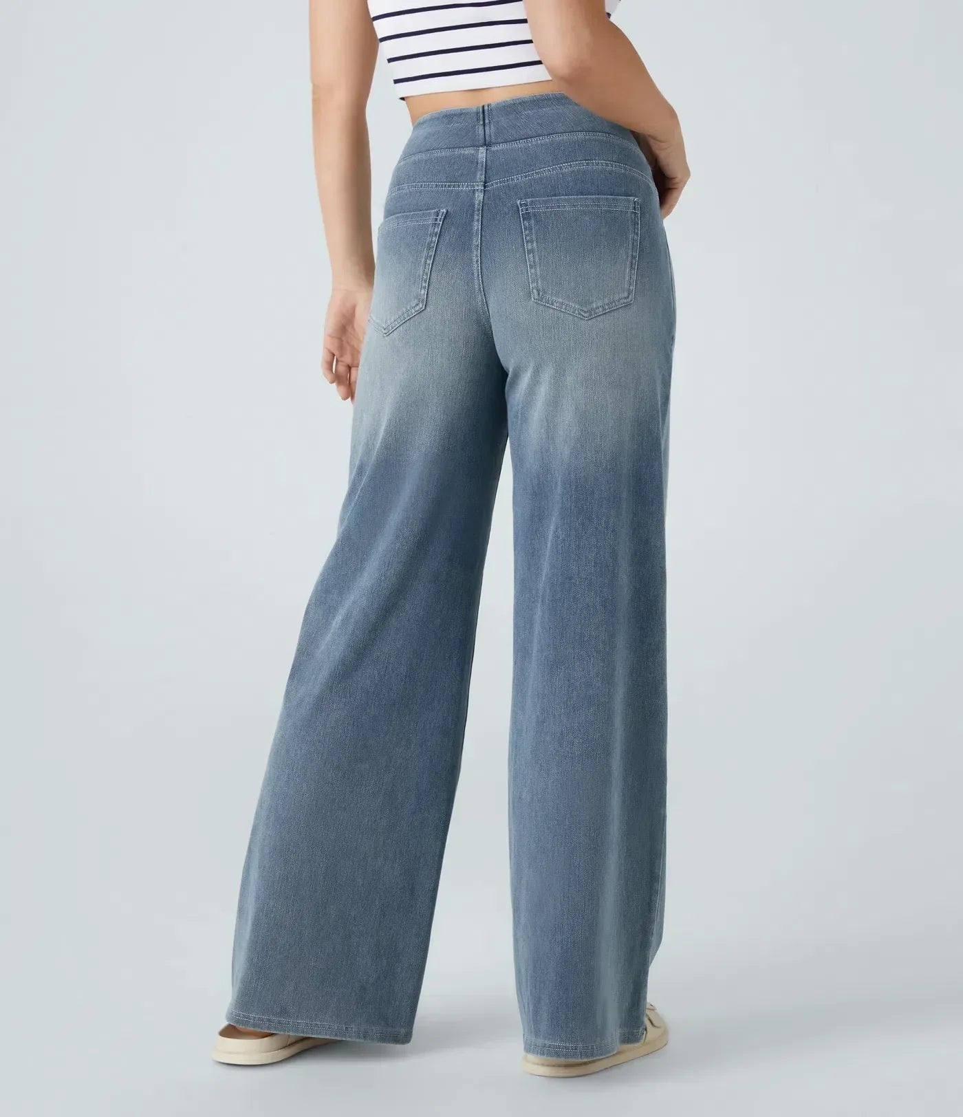 Women’s High-Rise Stretch Wide-Leg Jeans – Soft Comfort Waistband