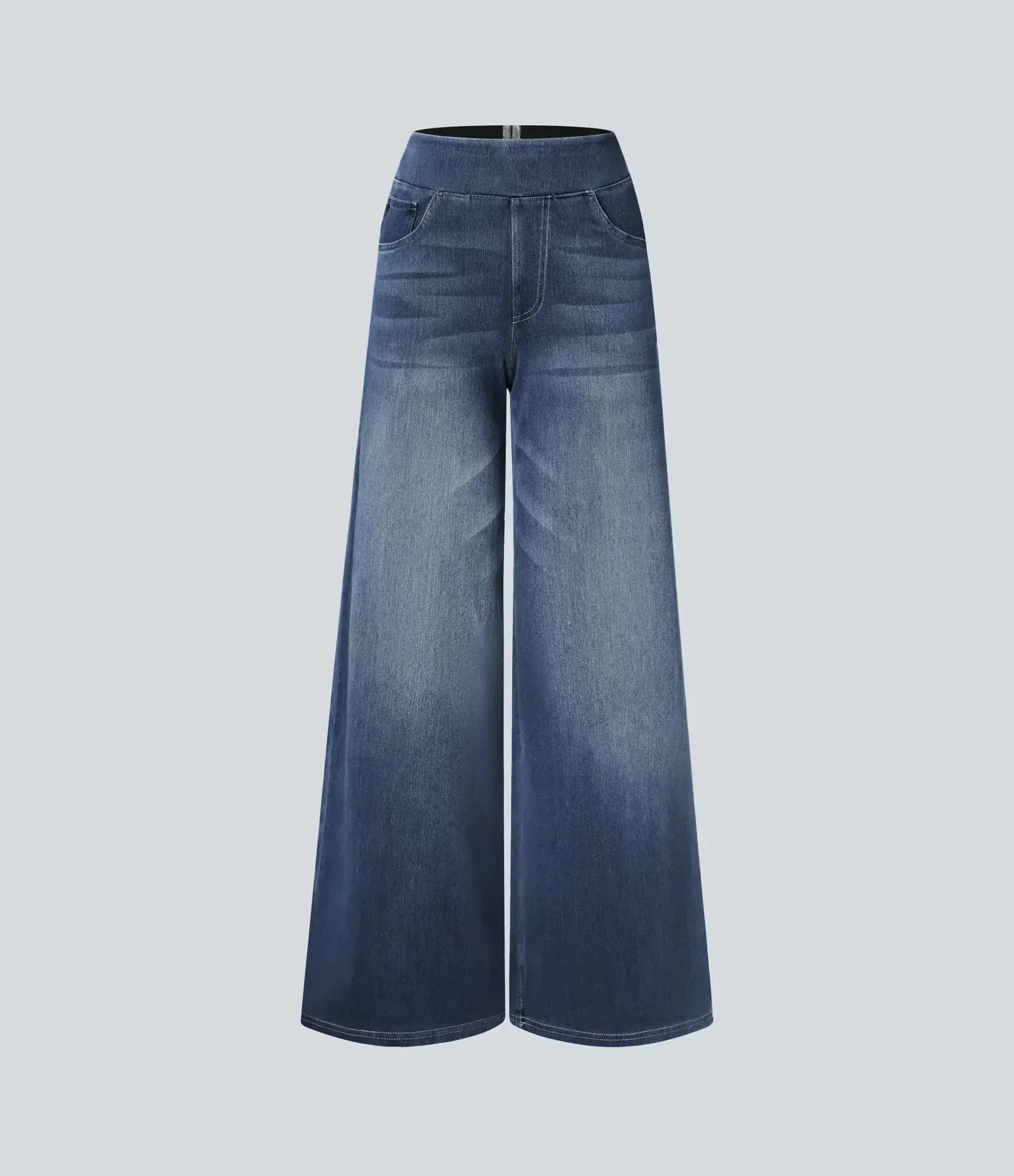 Women’s High-Rise Stretch Wide-Leg Jeans – Soft Comfort Waistband