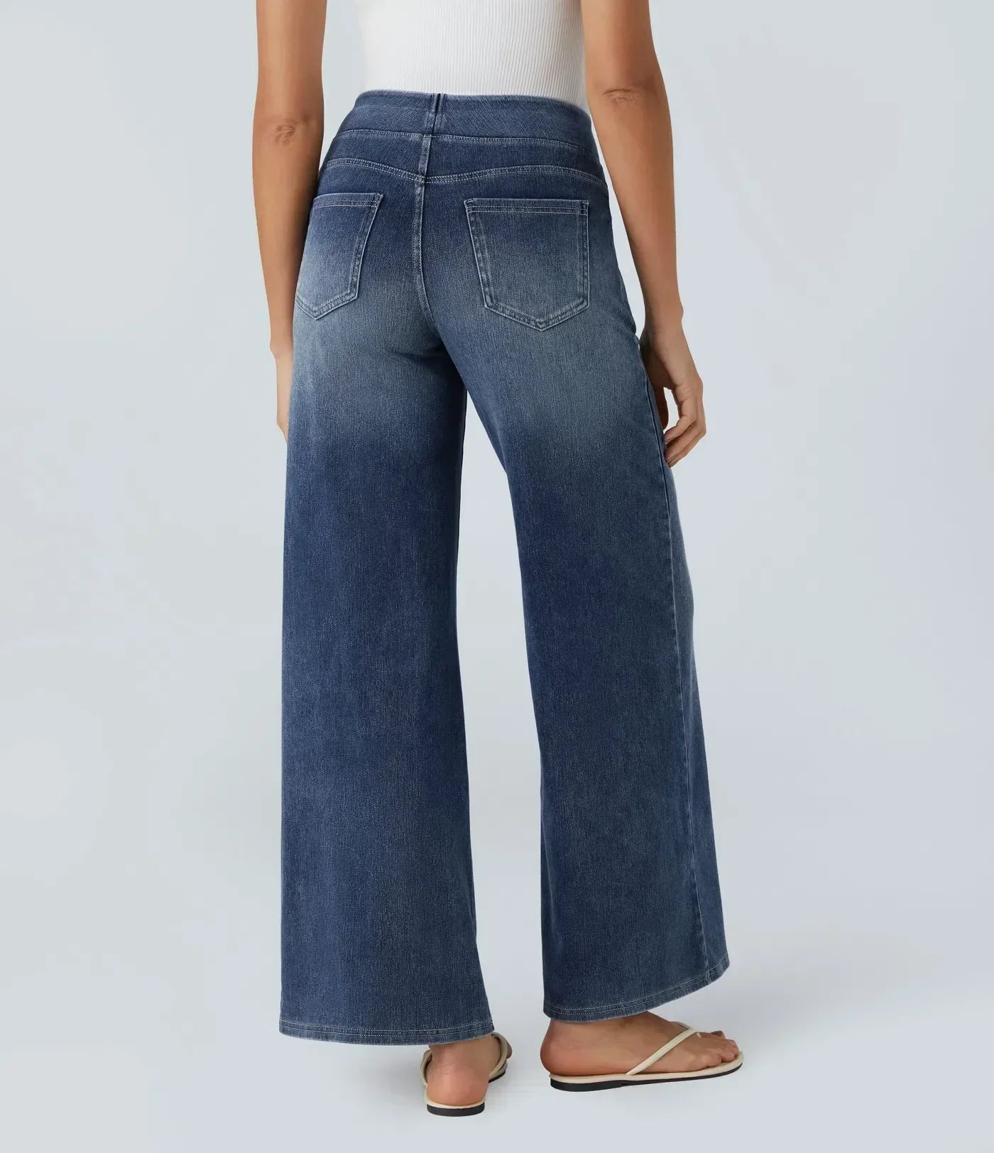 Women’s High-Rise Stretch Wide-Leg Jeans – Soft Comfort Waistband