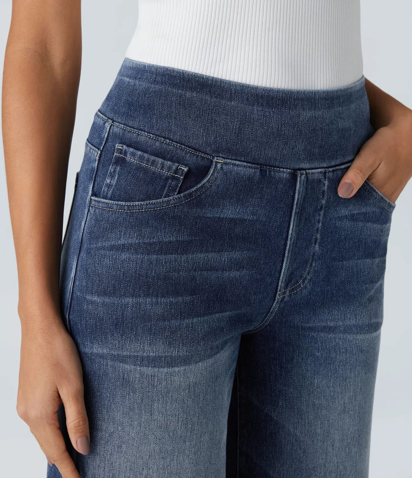 Women’s High-Rise Stretch Wide-Leg Jeans – Soft Comfort Waistband
