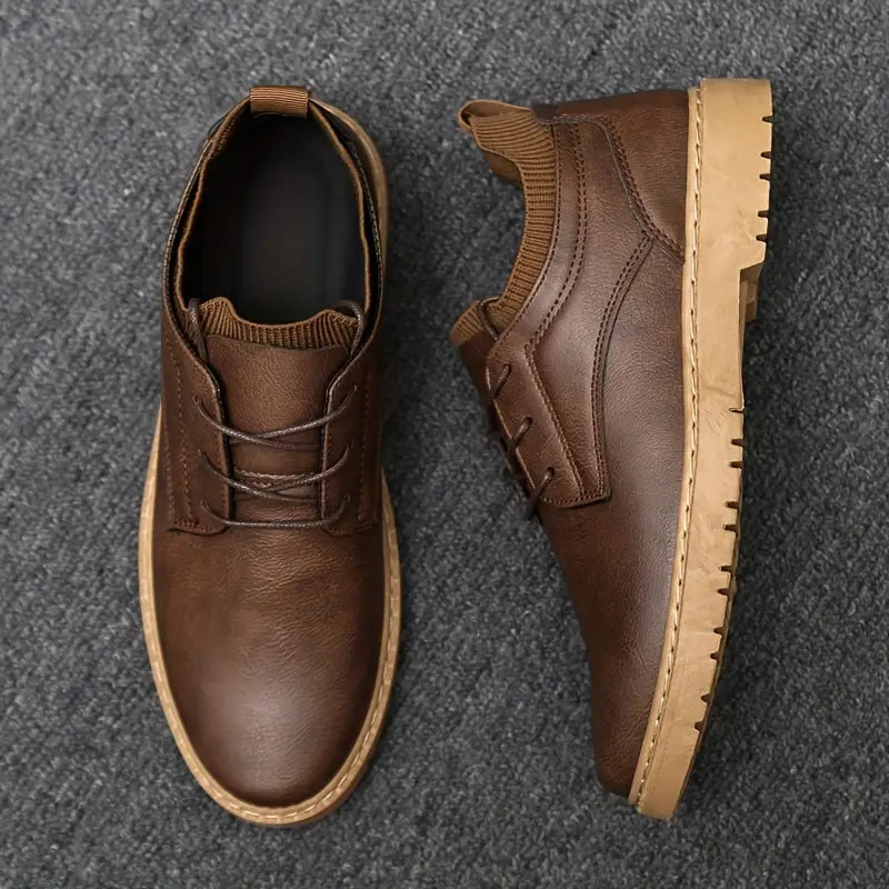 Men’s Classic Leather Lace-Up Shoes – Durable Comfort & Smart Casual Style