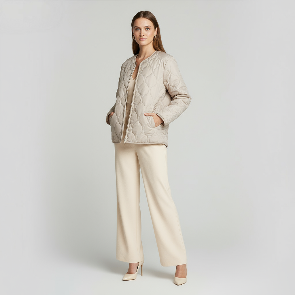 Women’s Lightweight Quilted Jacket – Zip Front, Slim Fit