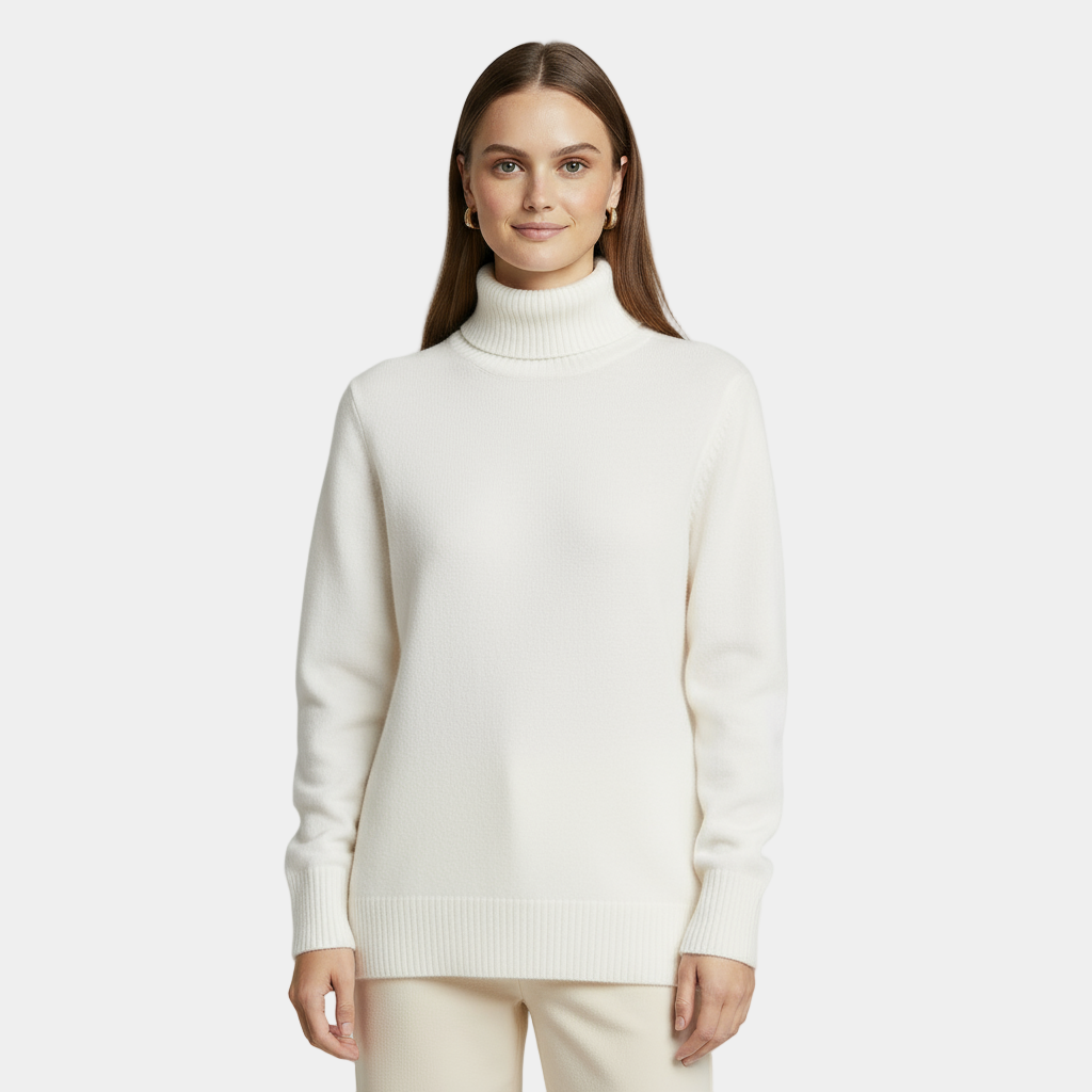 Classic Black Turtleneck Knit Sweater for Women