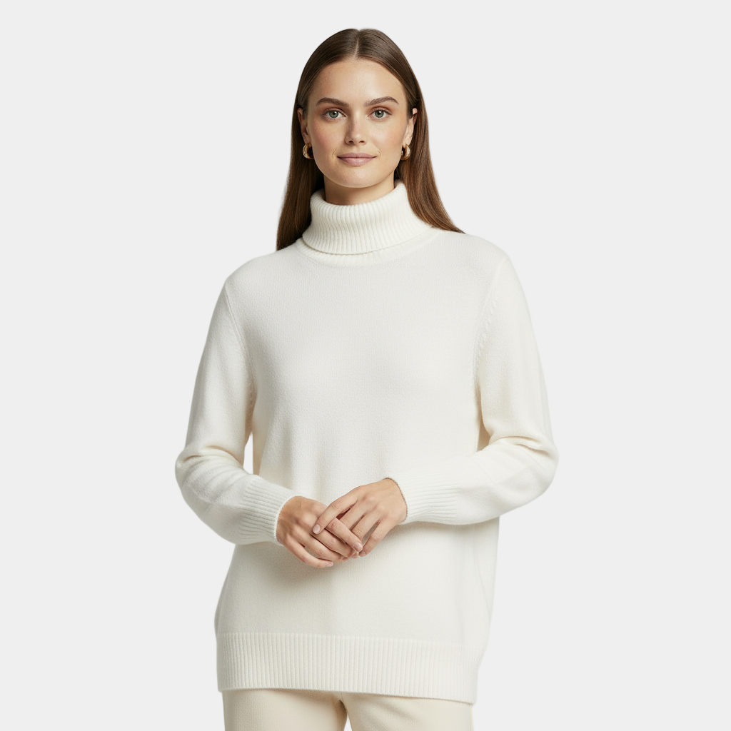 Classic Black Turtleneck Knit Sweater for Women