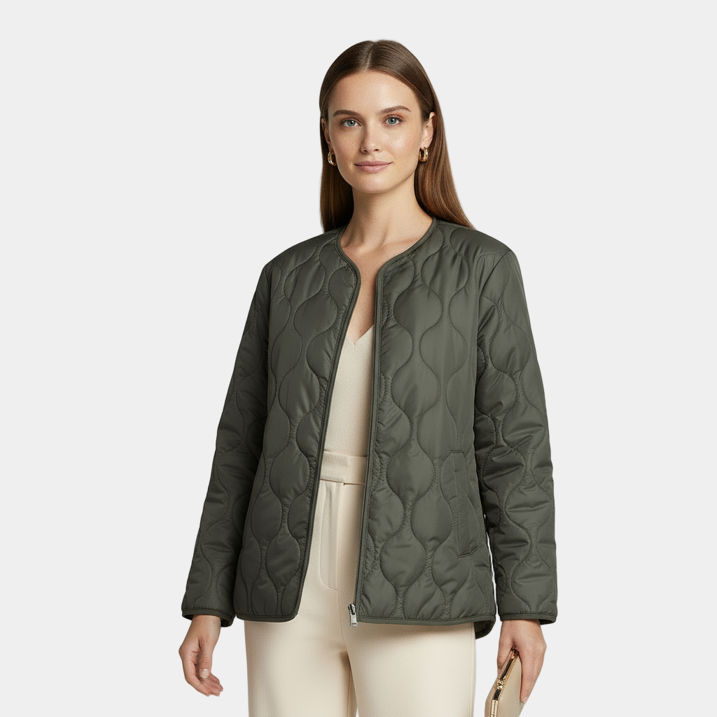 Women’s Lightweight Quilted Jacket – Zip Front, Slim Fit