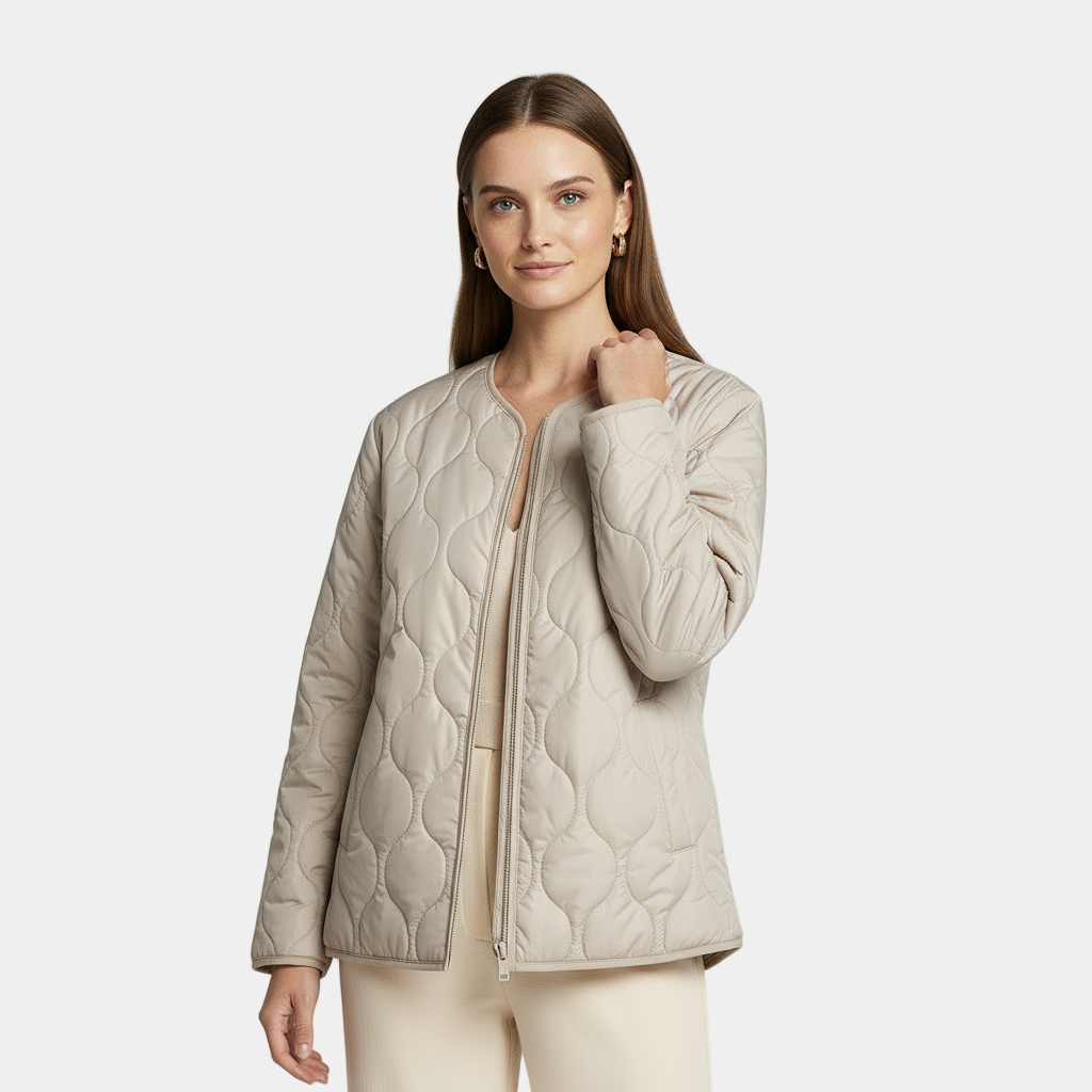 Women’s Lightweight Quilted Jacket – Zip Front, Slim Fit