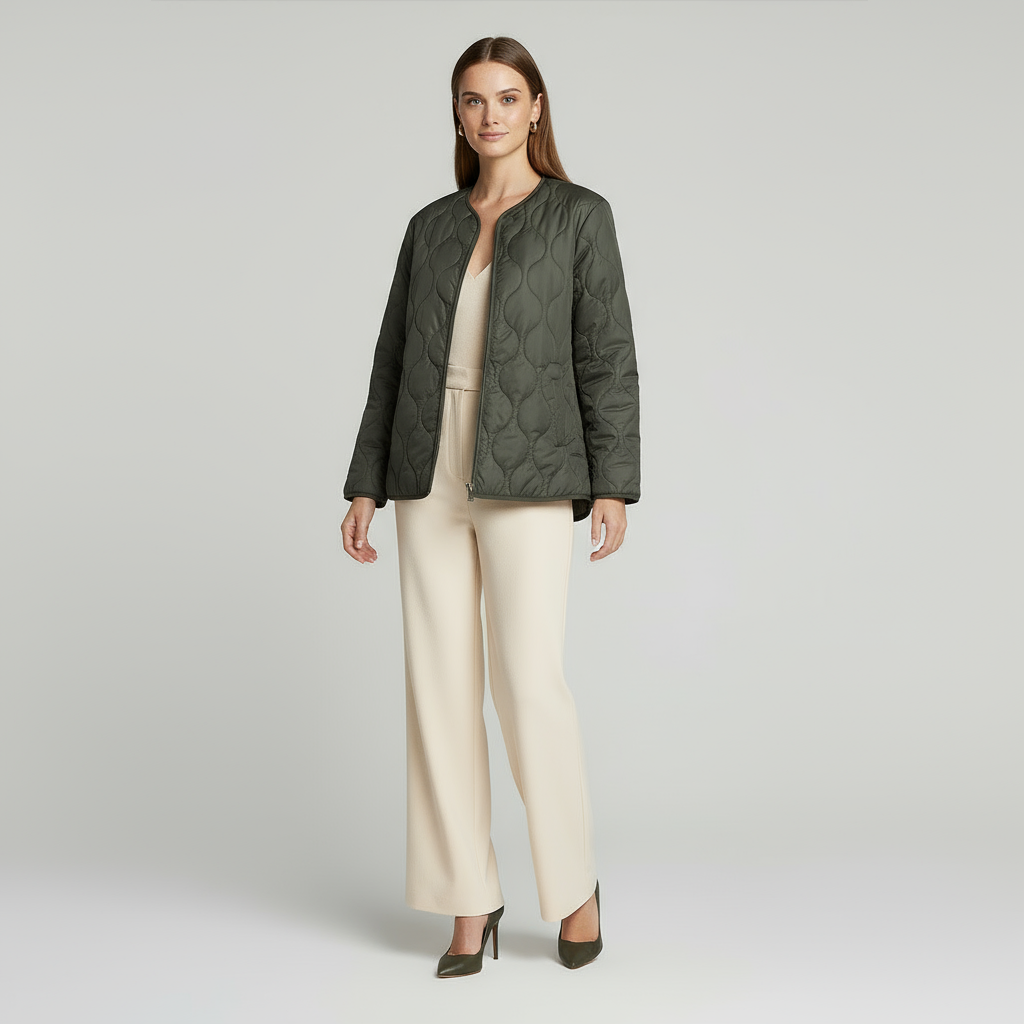 Women’s Lightweight Quilted Jacket – Zip Front, Slim Fit