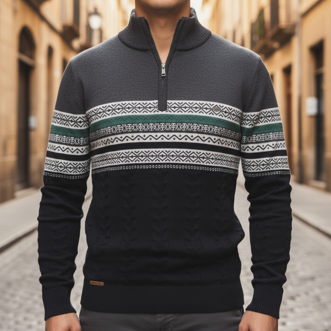 Heritage Half-Zip Cable Knit Sweater – Premium Men’s Knitwear