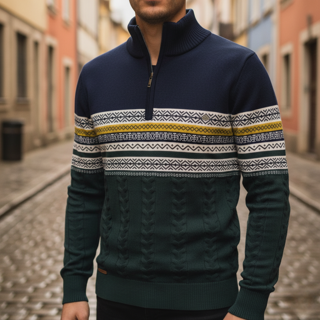 Heritage Half-Zip Cable Knit Sweater – Premium Men’s Knitwear