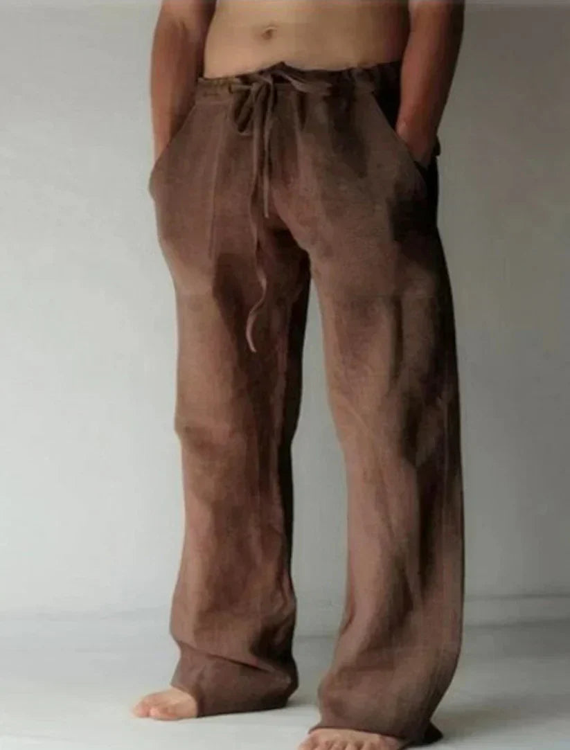 Men's Relaxed Wide-Leg Trousers with Drawstring Waistband