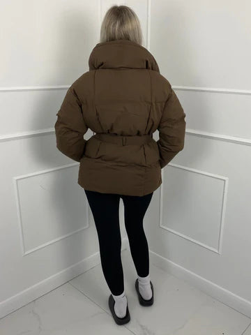 BeltedWarm Elegant Puffer Coat – Women’s Winter Jacket