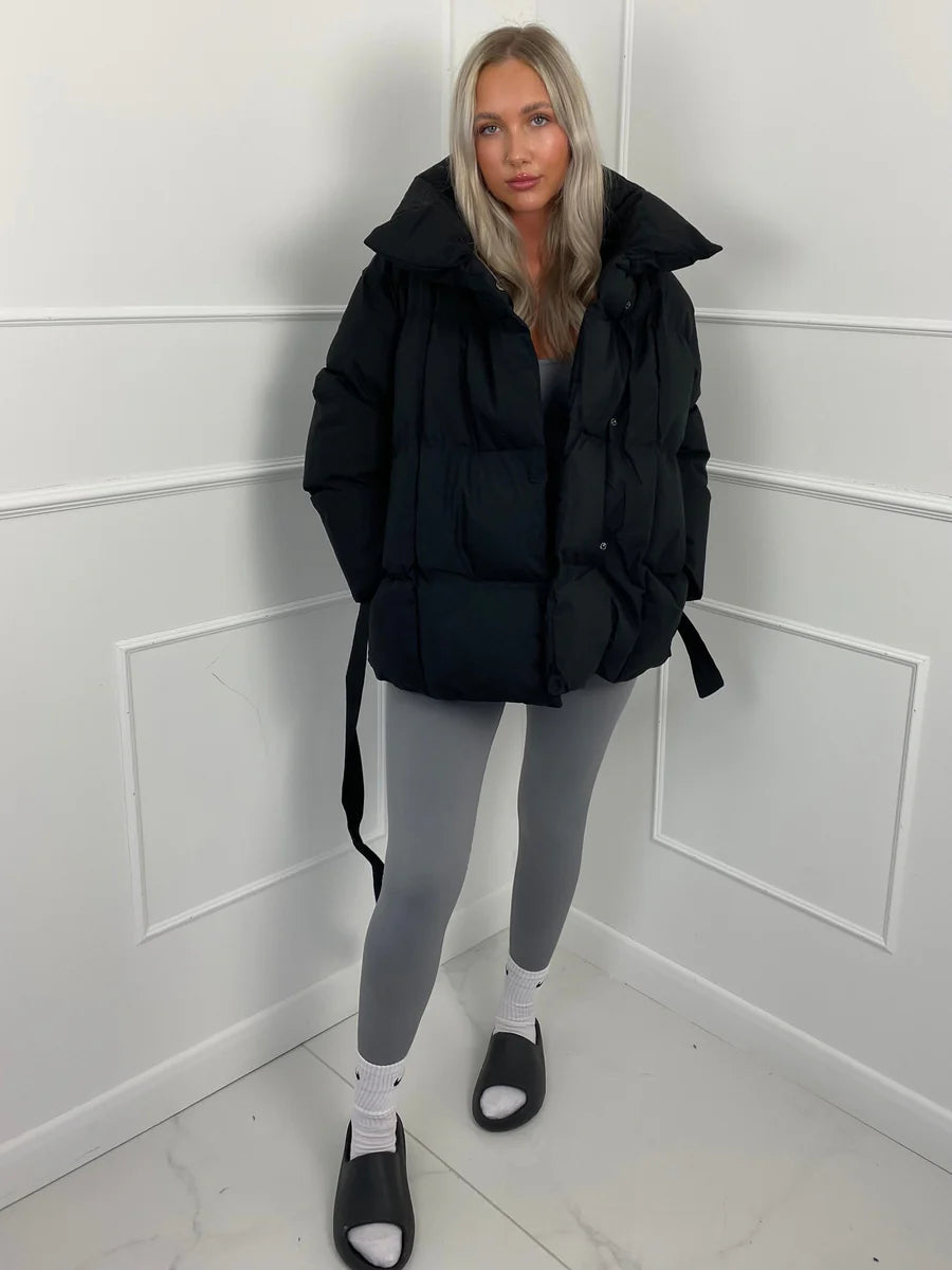 BeltedWarm Elegant Puffer Coat – Women’s Winter Jacket
