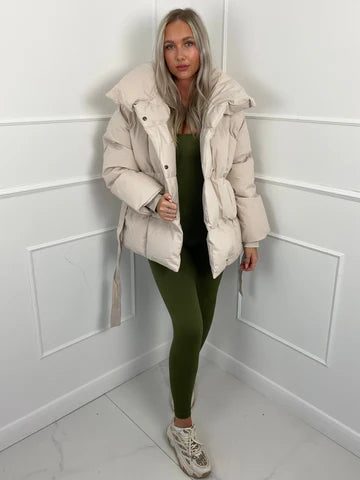 BeltedWarm Elegant Puffer Coat – Women’s Winter Jacket