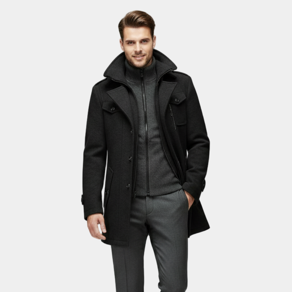 Men’s Premium Wool Overcoat – Tailored, Warm & Timeless Elegance