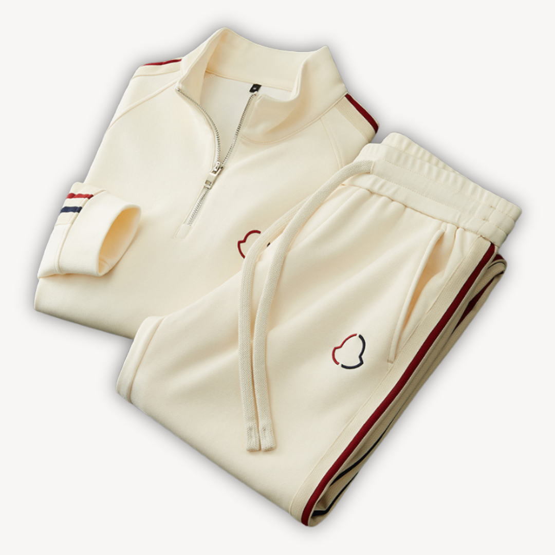 Men’s Premium Retro Stripe Half-Zip Tracksuit – Navy
