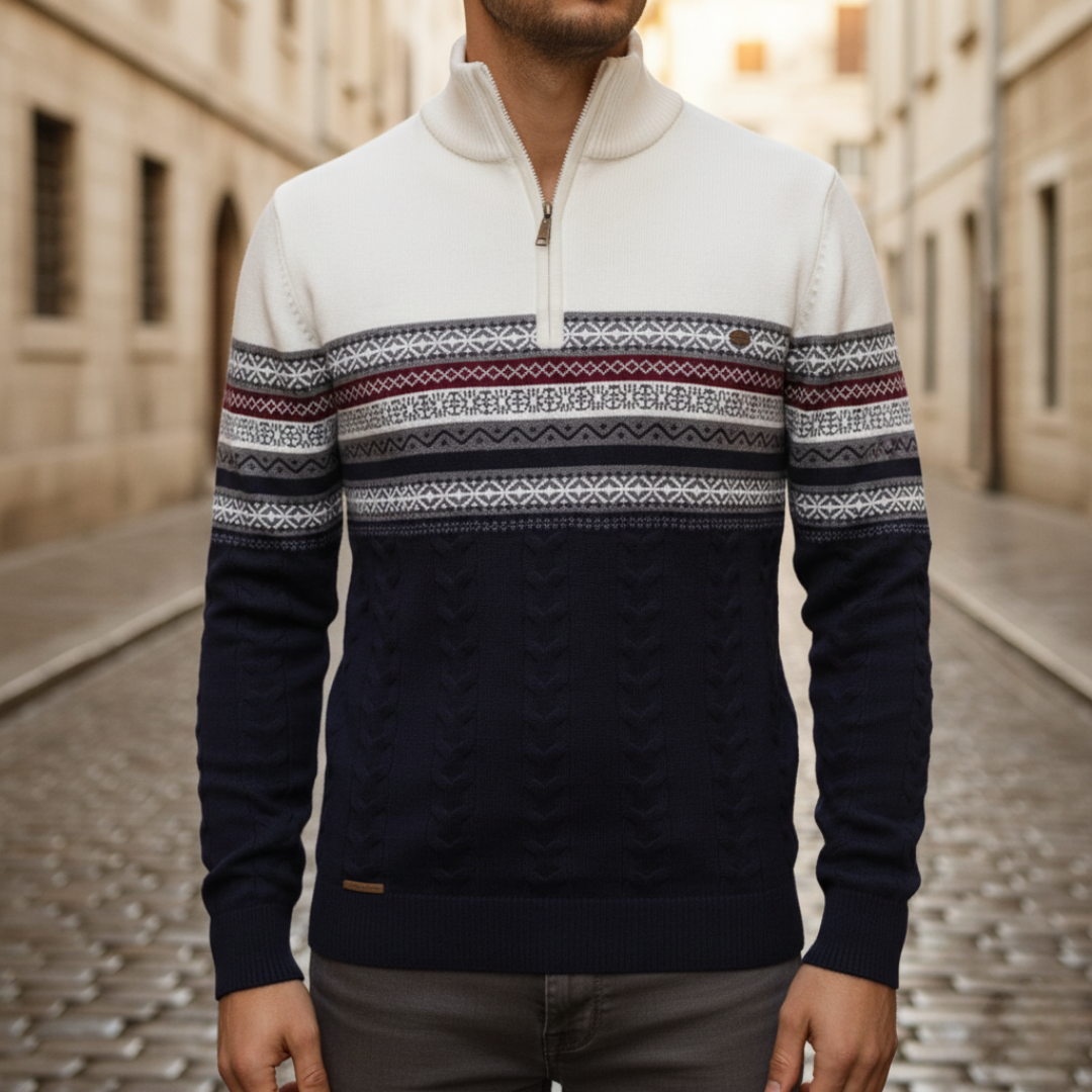 Heritage Half-Zip Cable Knit Sweater – Premium Men’s Knitwear
