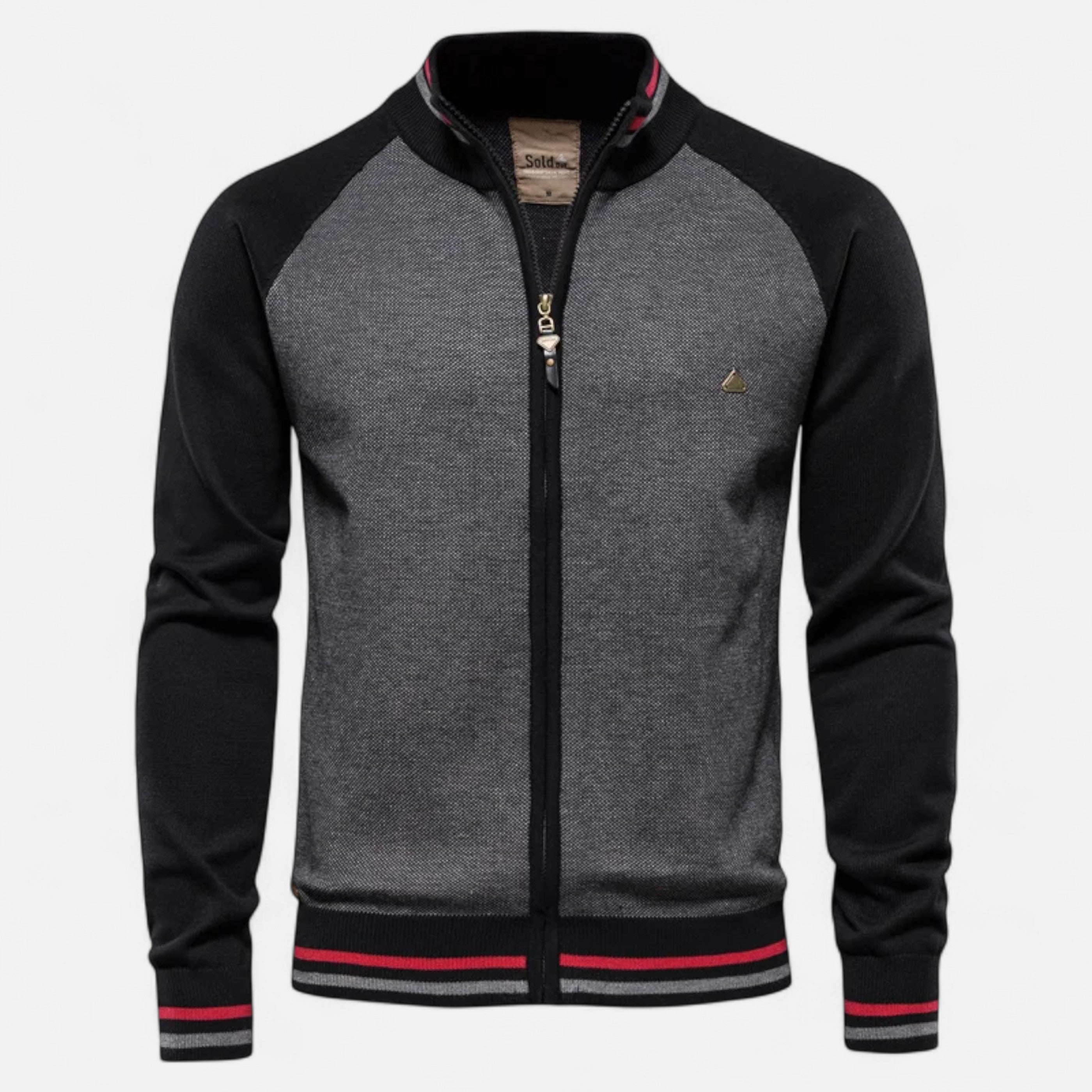Heritage Zip-Up Knit Sweater – Dual-Tone Comfort & Classic Style